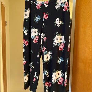 J. Jill Black Floral Wide-Leg Pants
